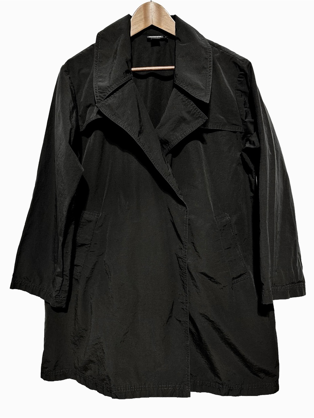 DKNY | Black Lightweight Trench Coat Minimalist Quiet Luxury CBK